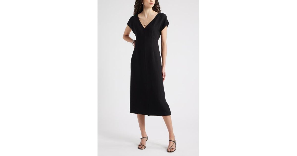 wrapped midi dress Baltic Born Womens Nicole Faux Wrap Midi Dress | Natural + Blue