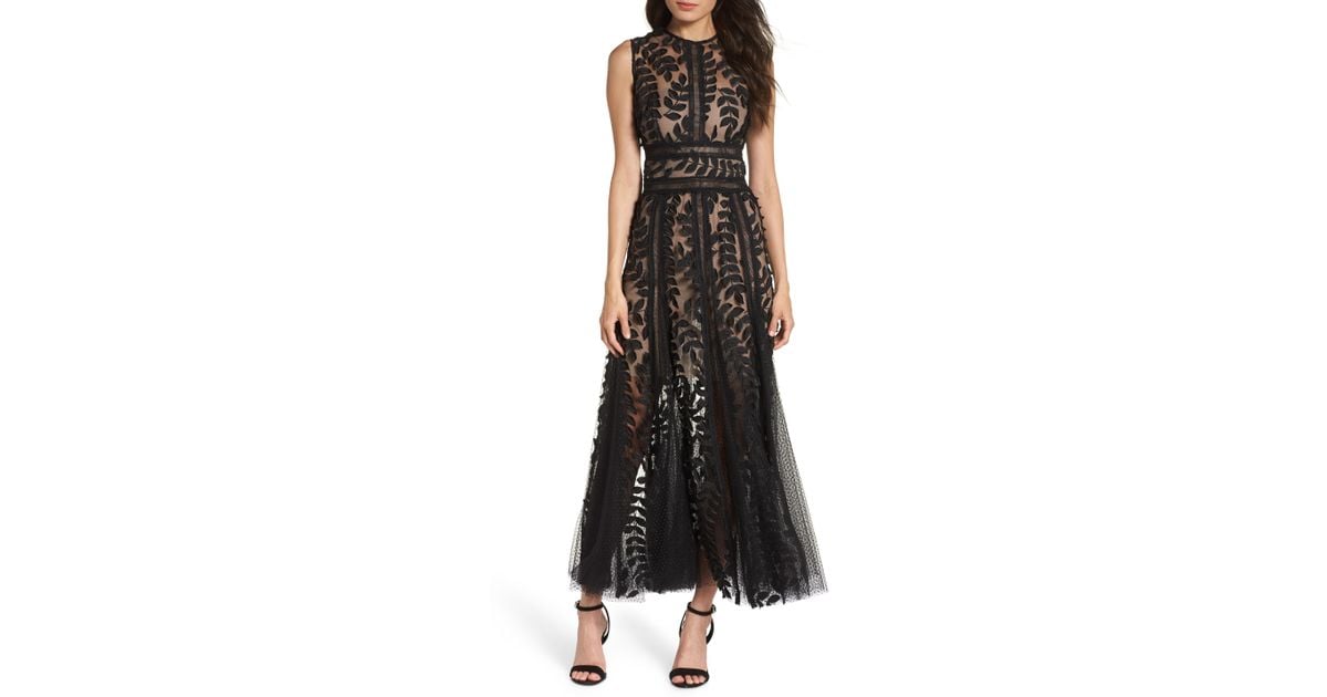 Bronx and Banco Saba Lace And Tulle Midi Dress in Black