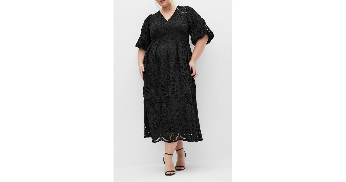 City Chic Kylee Lace Maxi Dress in Black | Lyst