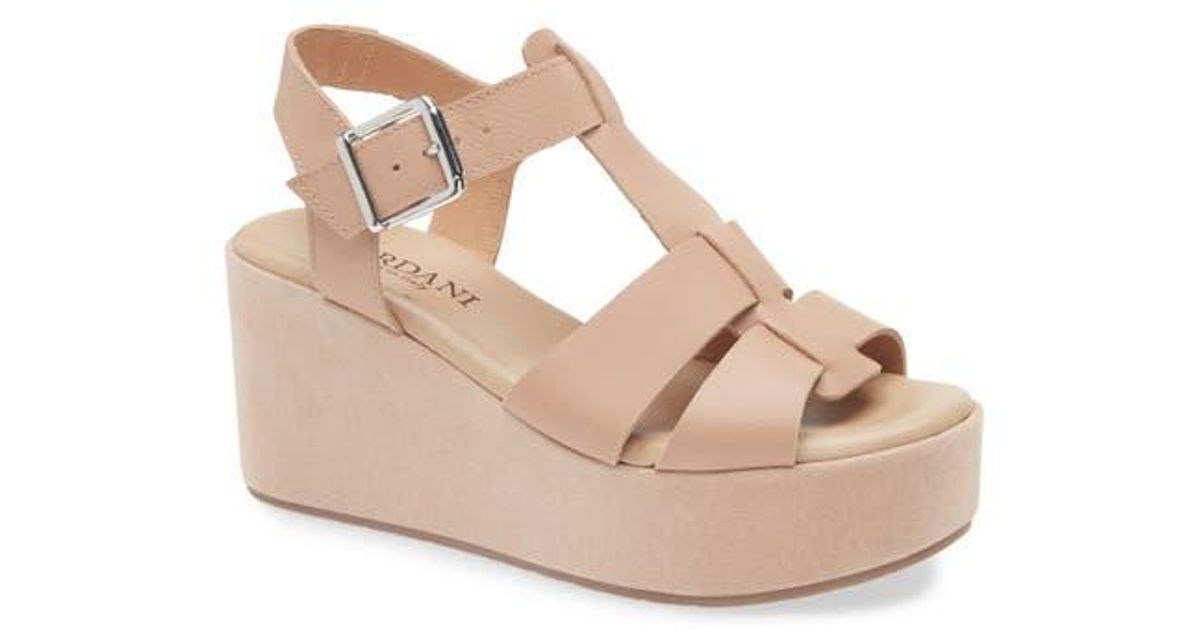 Cordani Jordynn Ankle Strap Platform Wedge Sandal in Natural | Lyst