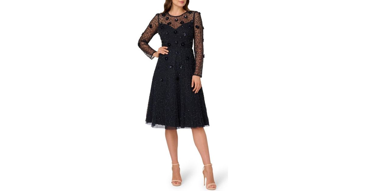 chinese dress ladies Lace Short Long Sleeve Dress by Adrianna Papell 45009 – ABC Fashion main image 1
