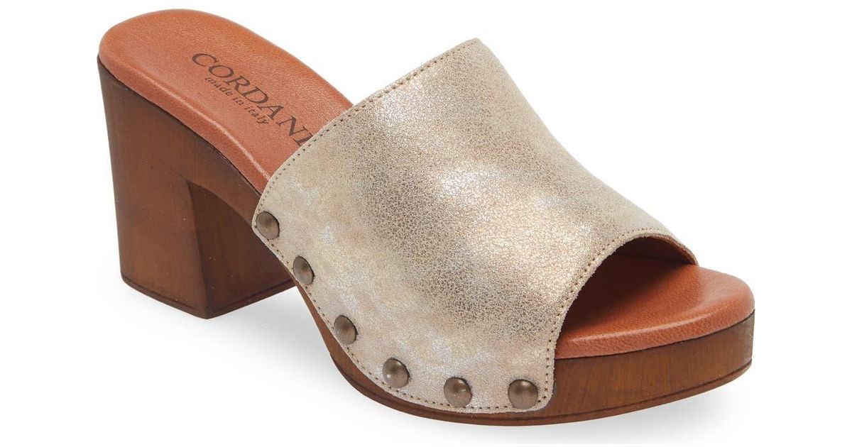 Cordani Whitley Shimmer Platform Slide Sandal in Brown | Lyst