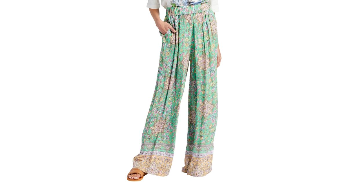 Billabong Sun Chasers Floral Wide Leg Pants in Green Lyst