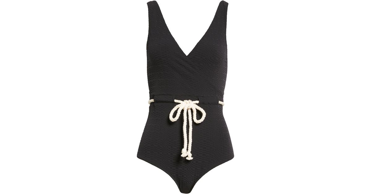 Lisa Marie Fernandez Yasmin Drawstring Seersucker One-piece Swimsuit in ...