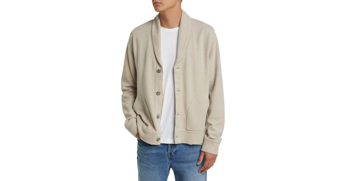 Treasure Bond Textured Shawl Collar Cardigan in Natural for Men