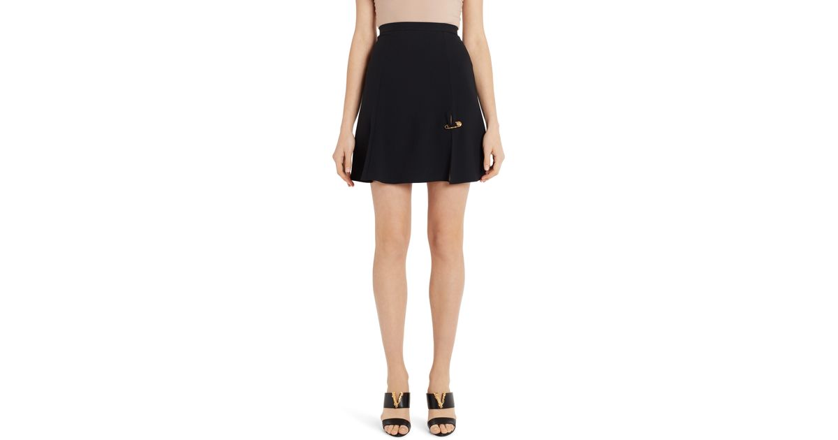Versace Safety Pin Miniskirt in Black | Lyst