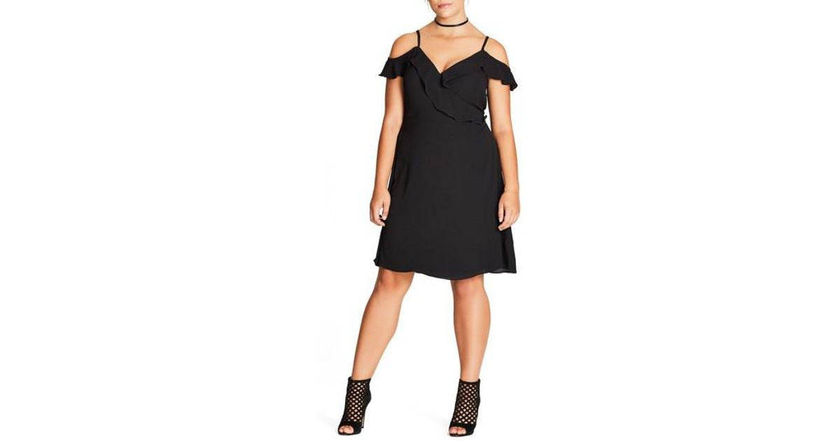 city chic black wrap dress