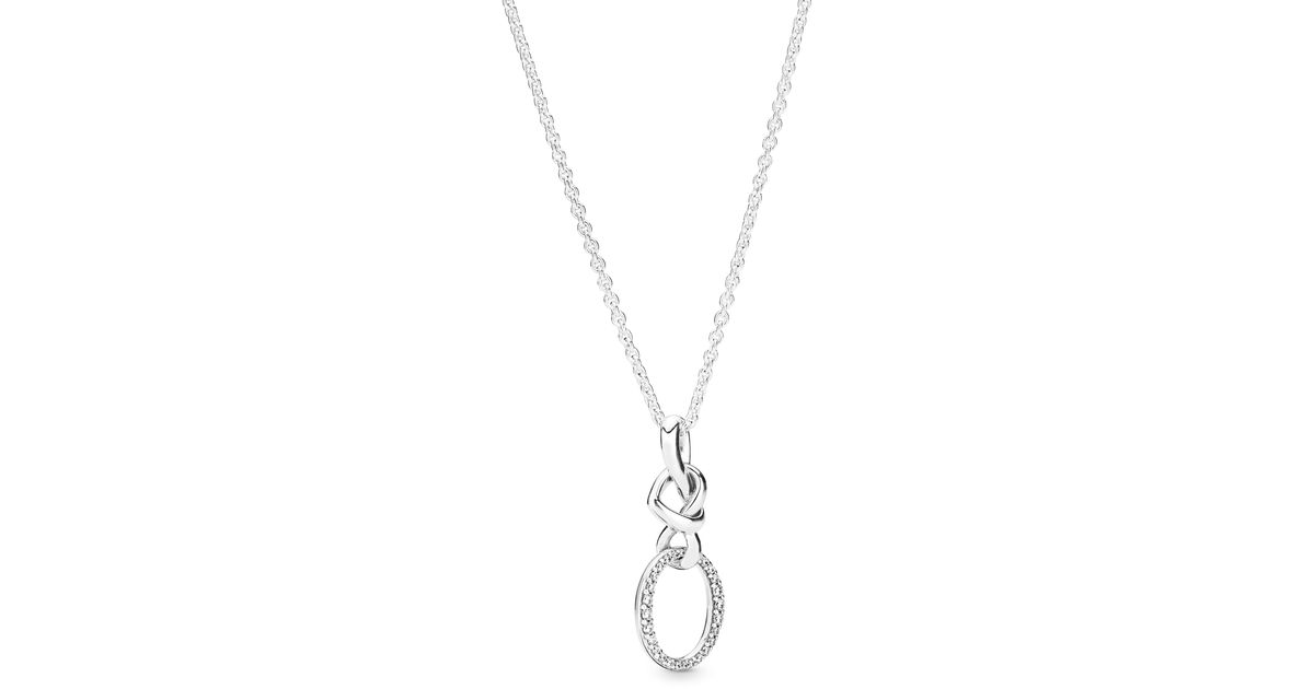 PANDORA Knotted Hearts Pendant Necklace in Silver (Metallic) - Lyst