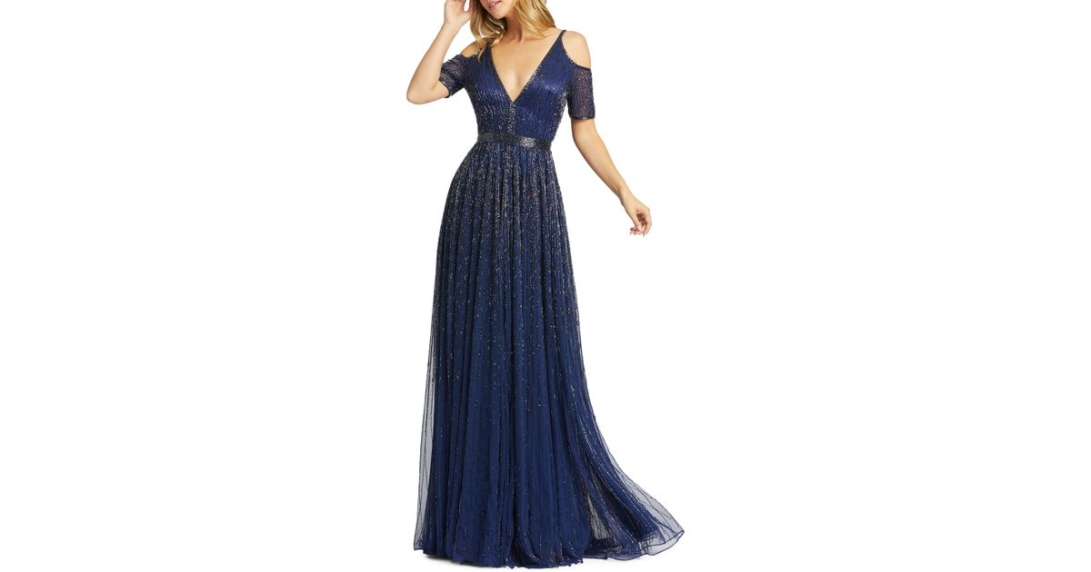 mac duggal cold shoulder gown