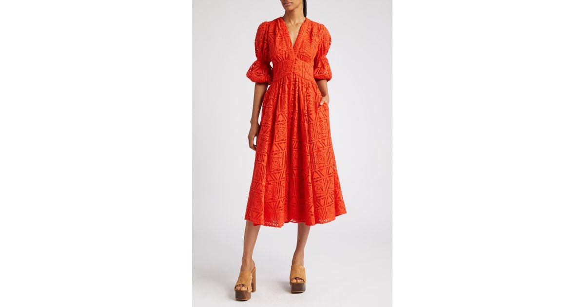 Cult Gaia Willow Lace Midi Dress in Red | Lyst