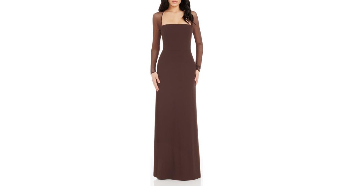 open lace back dress Dress The Population Maxine Midi Dress - Mocha