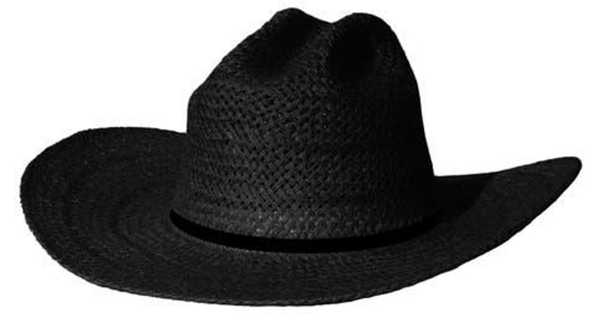Janessa Leone Aiden Straw Cowboy Hat in Black | Lyst