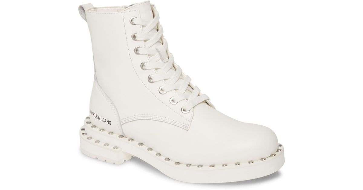 Calvin Klein Leather Ankle Boots White Lyst