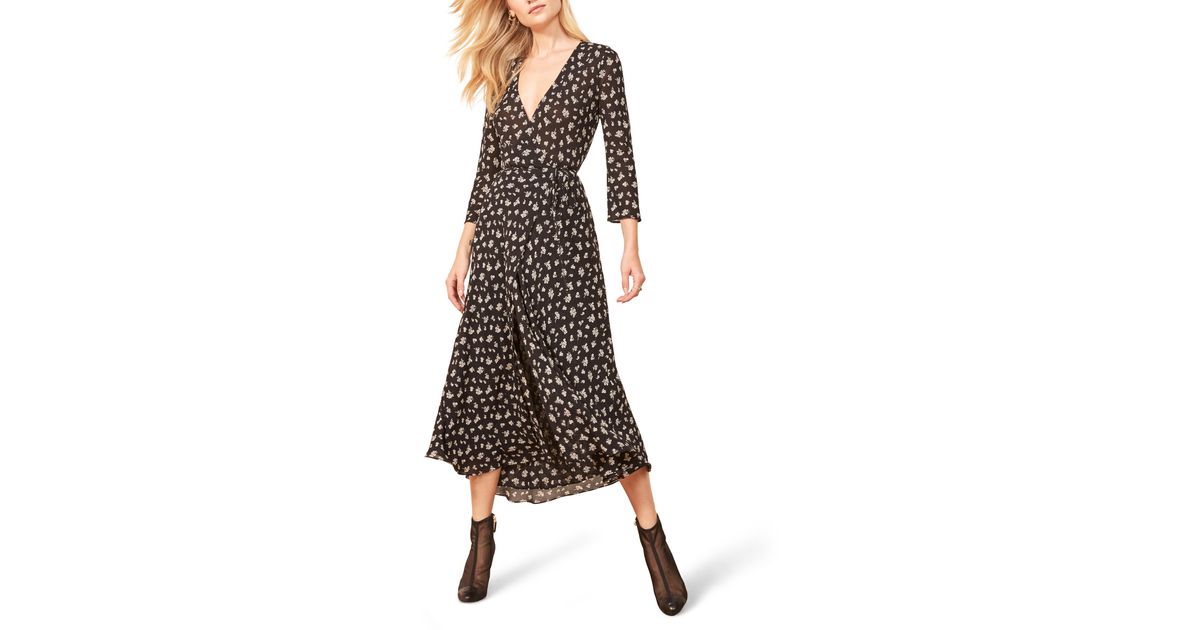 reformation jaz wrap midi dress
