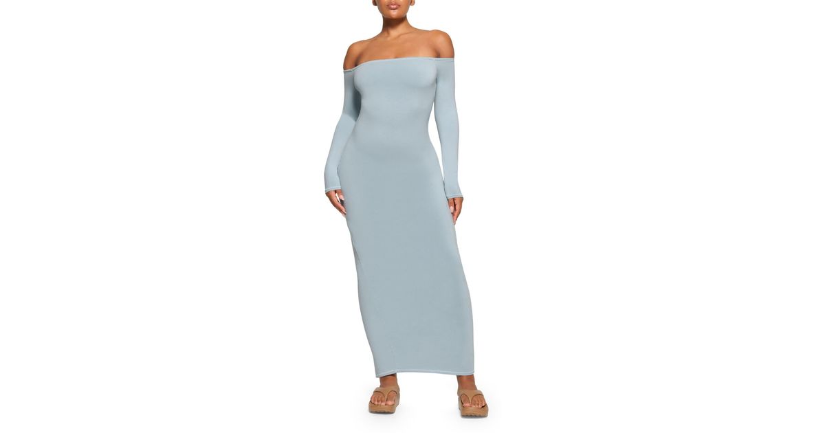 Blue Soft Lounge Long Sleeve Maxi Dress by SKIMS on Sale