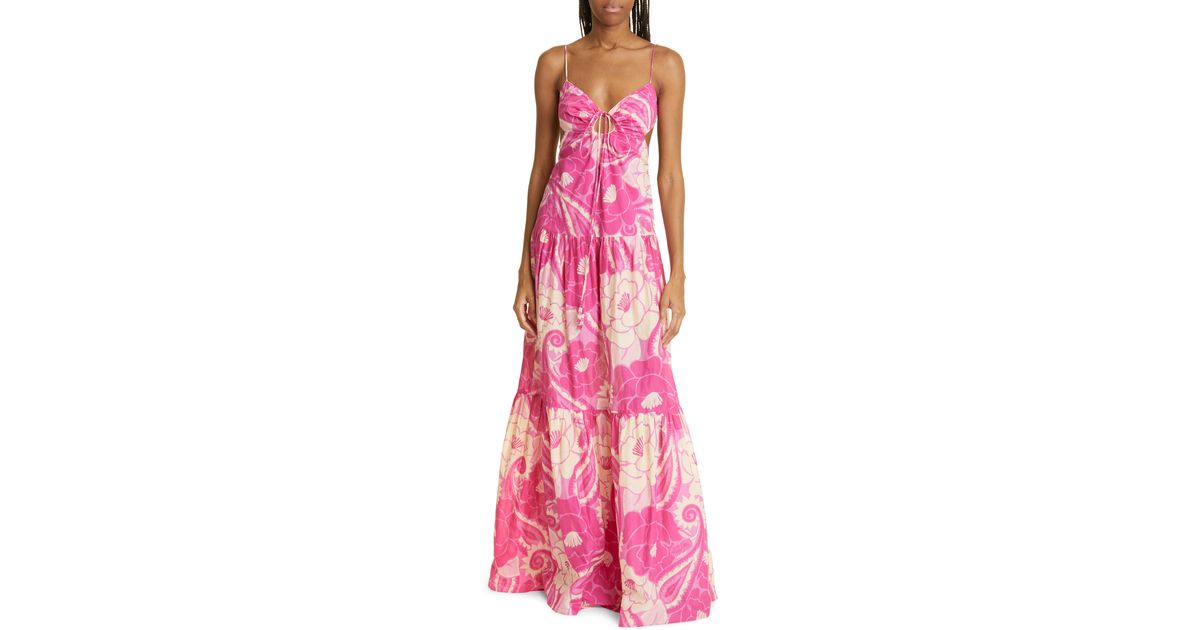 FARM Rio Tropical Groove Beaded Tassel Midi Dress in Pink | Lyst