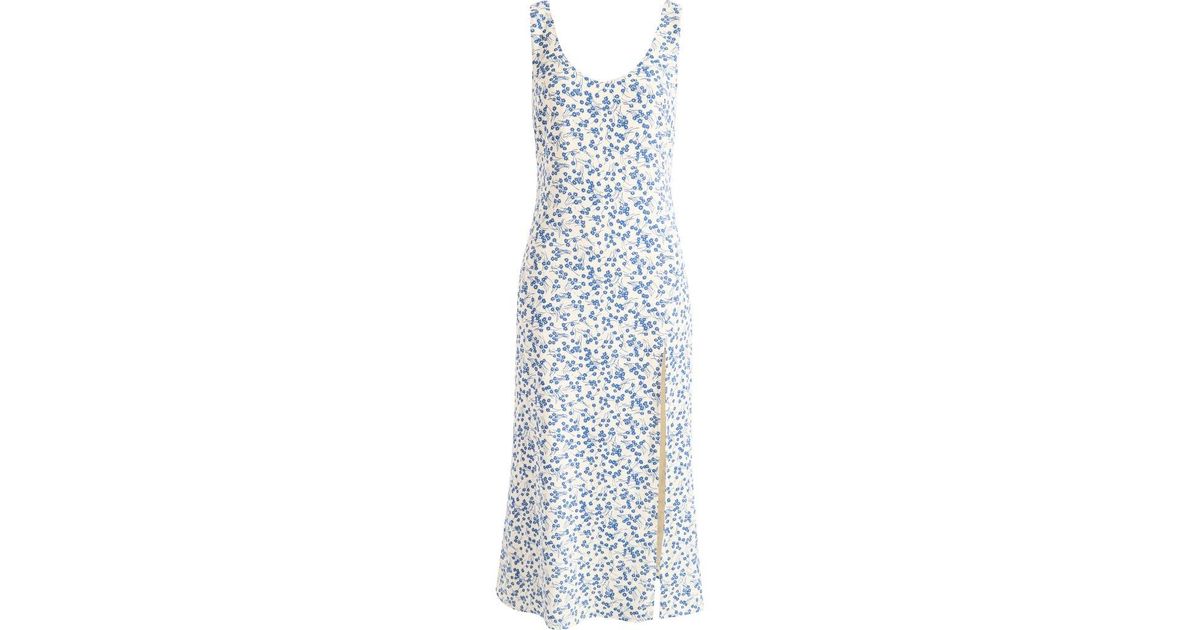 vika floral side slit dress reformation Floral Reformation Viktoria Dress Reformation Vika Floral Side Slit Dress  In Blue Lyst