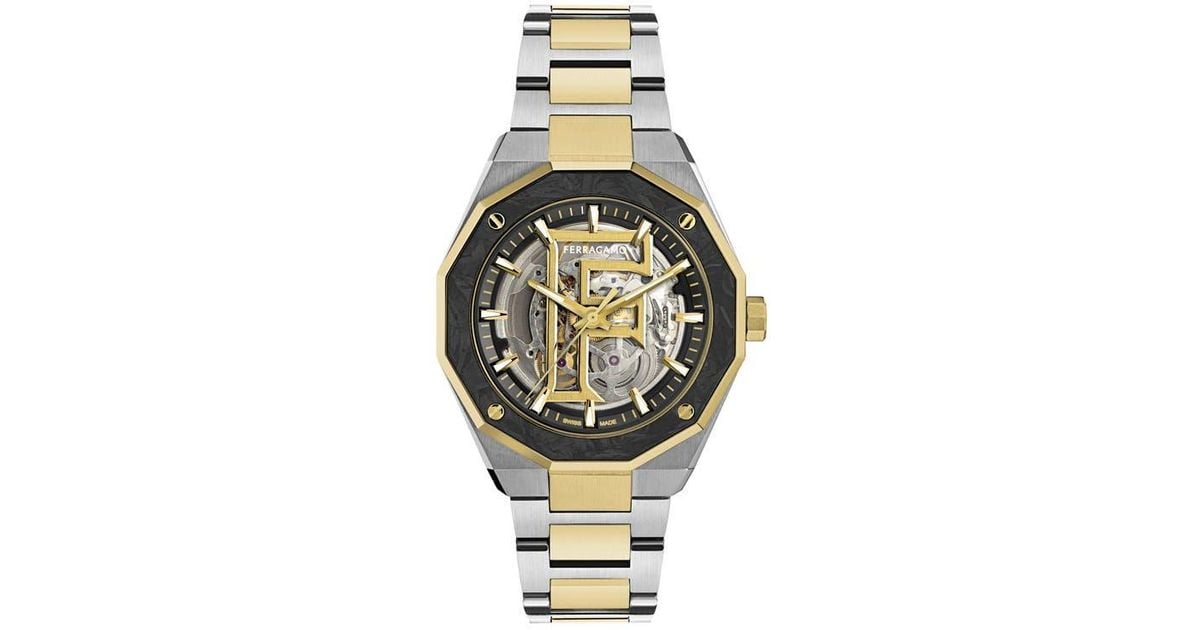 Edge Automatic Watch Ferragamo Edge Skeleton Automatic Bracelet Watch, 42Mm in Metallic for ...