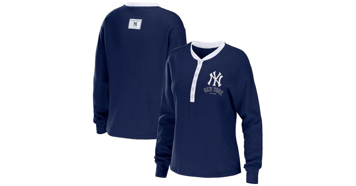 WEAR by Erin Andrews New York Yankees Waffle Henley Long Sleeve T