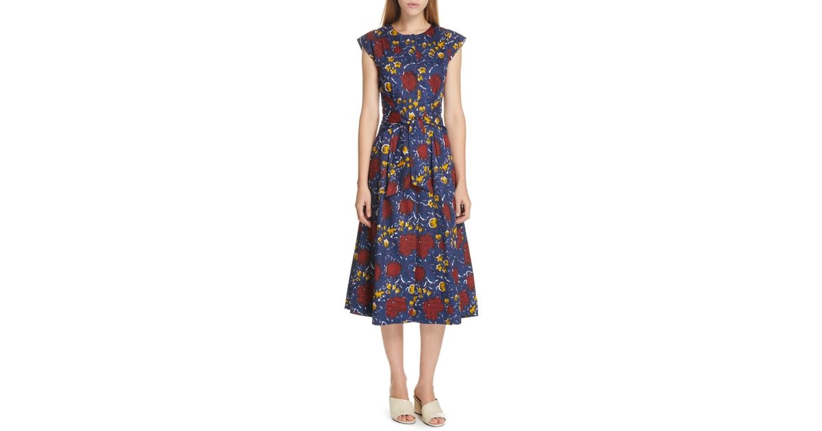 willow belted floral print midi dress