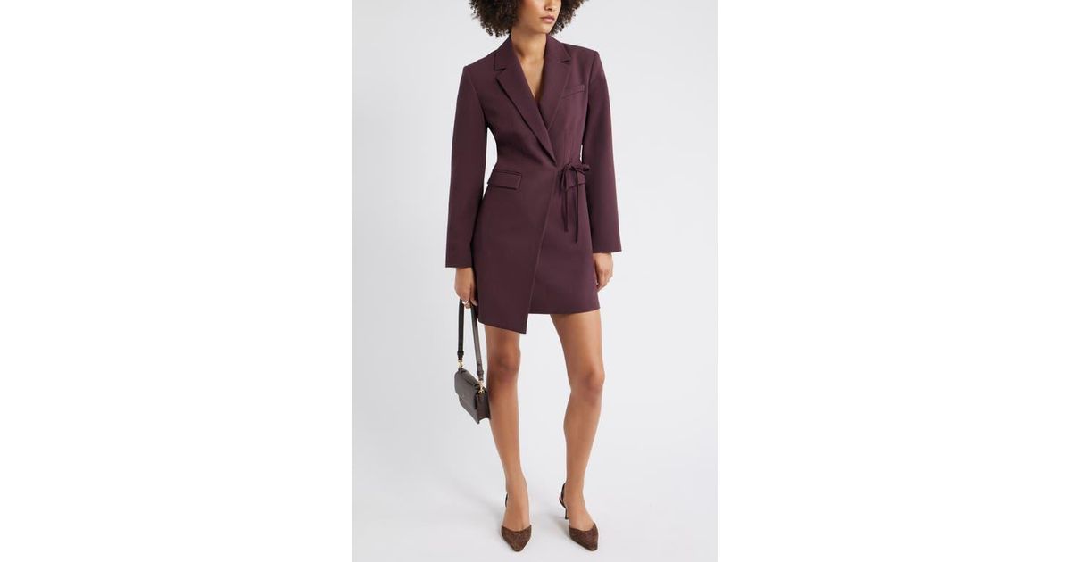 Open Edit The Icon Suiting Wrap Blazer Dress in Red | Lyst