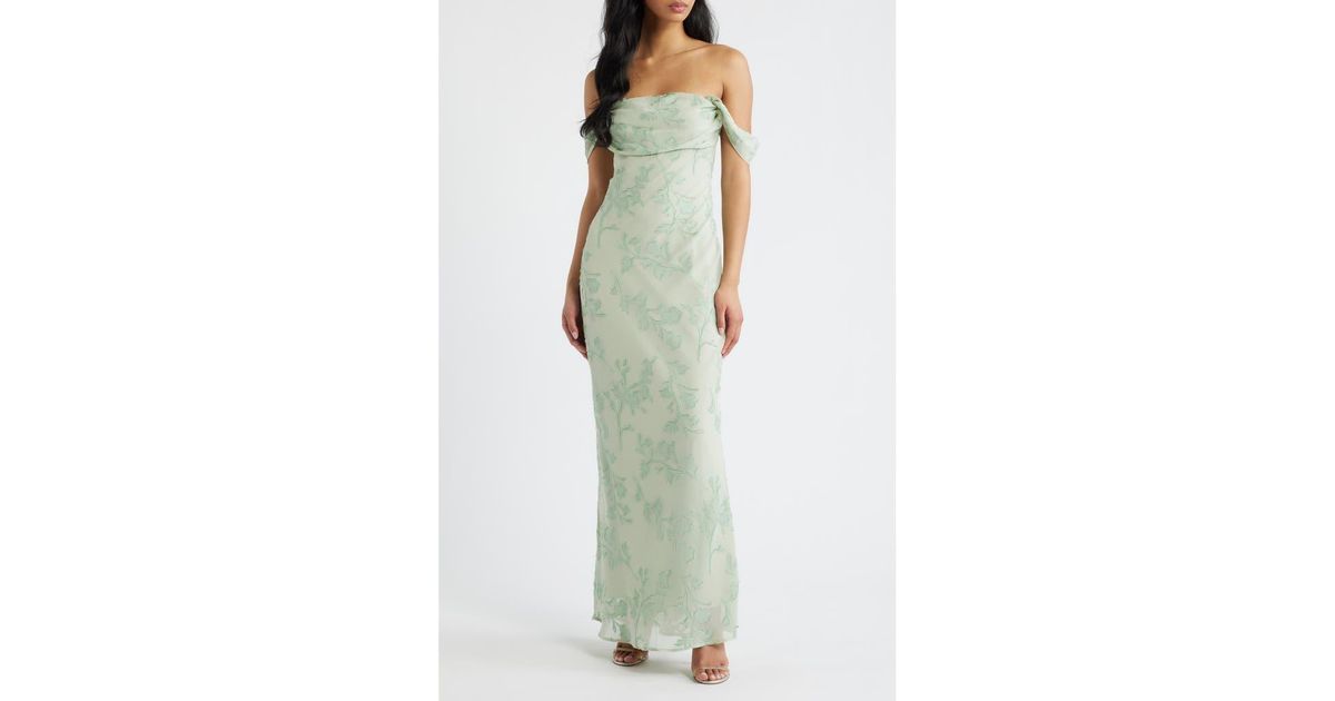 azura off the shoulder dress Azura Off the Shoulder Satin Gown (Women)