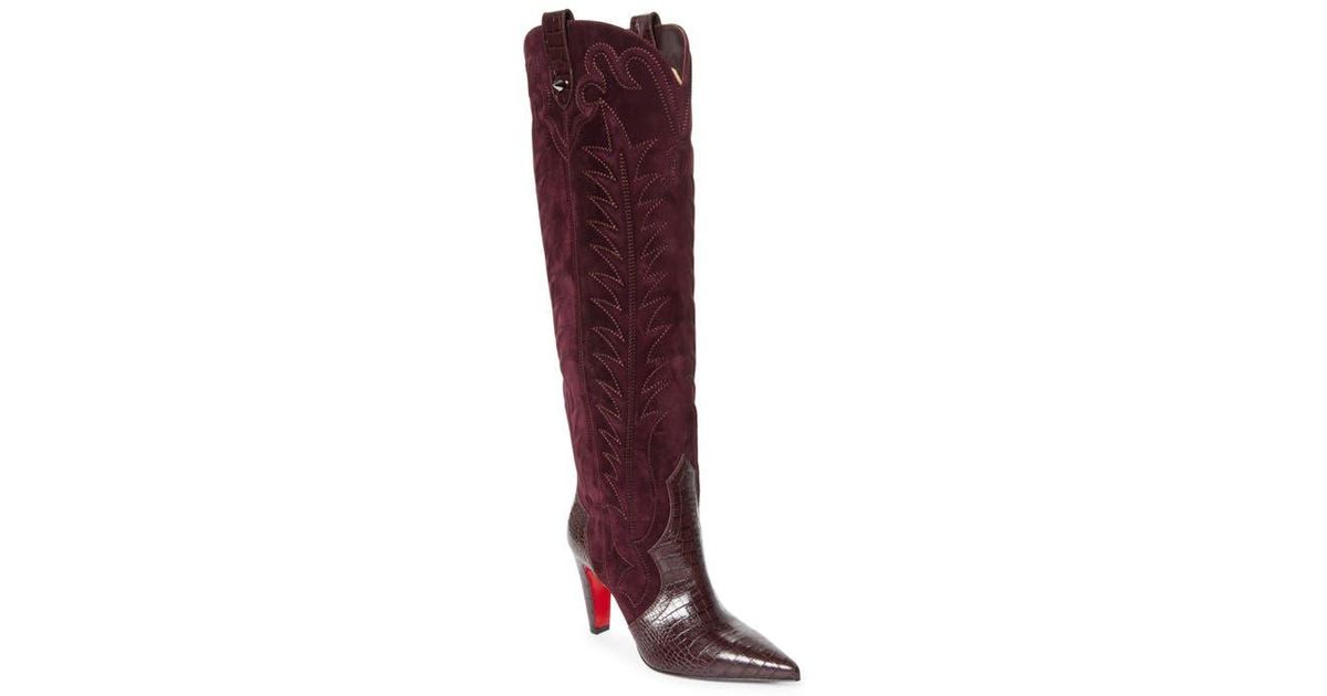 Christian Louboutin Santia Pointed Toe Western Boot in Red | Lyst