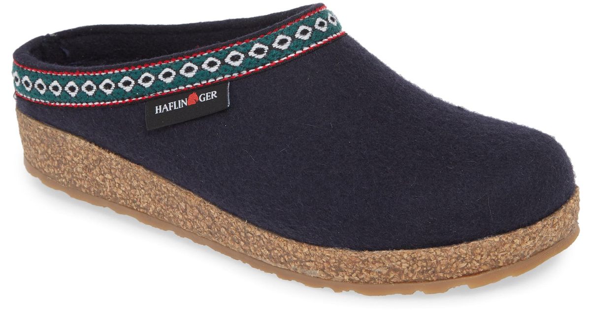 Haflinger Wool Grizzly Clog Slipper in Navy (Blue) - Lyst
