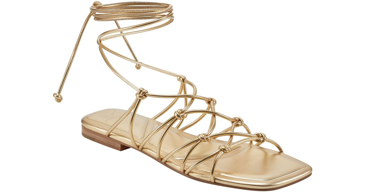 Marc Fisher Monnie Ankle Wrap Sandal in White | Lyst