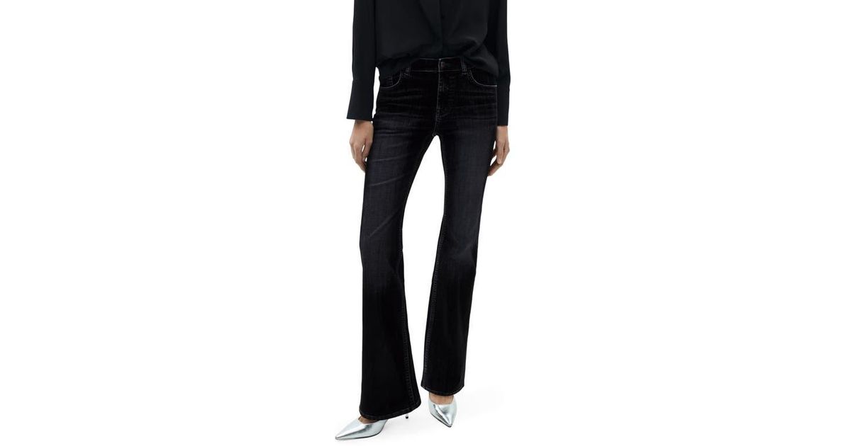 Mango Low Rise Flare Leg Jeans in Black | Lyst