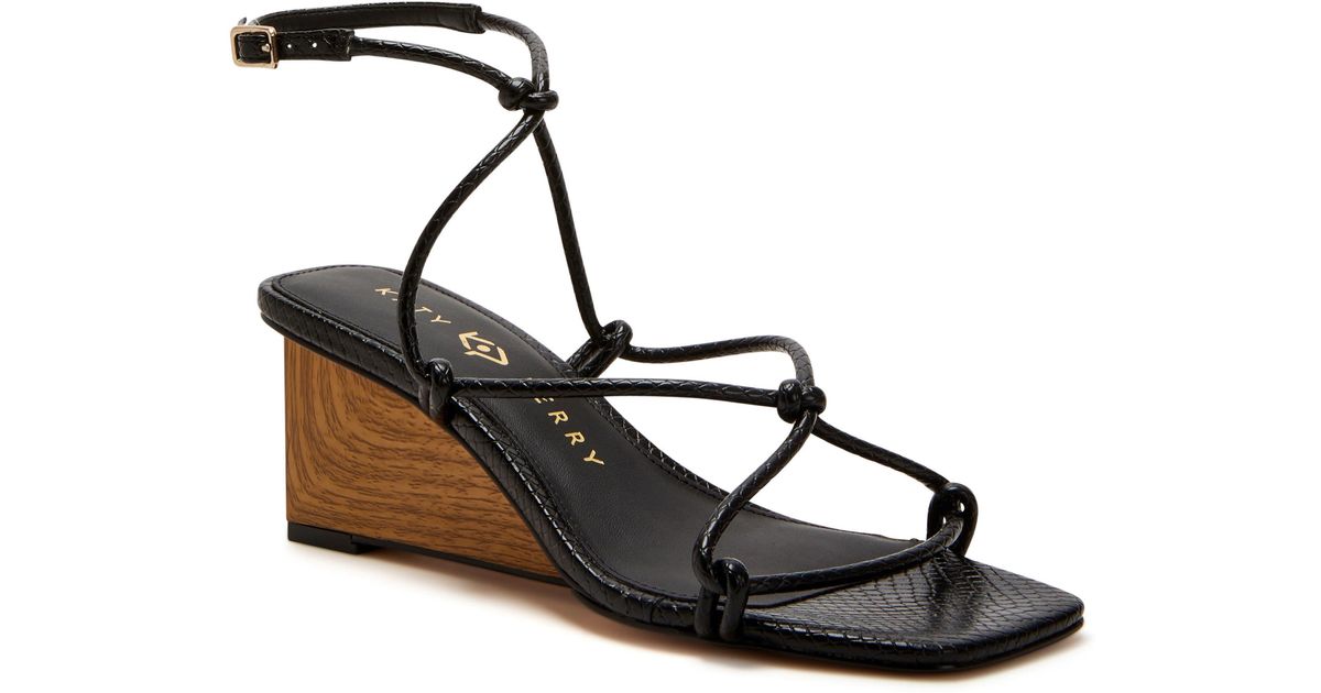 Katy Perry The Irisia Strappy Wedge Sandal in Black | Lyst