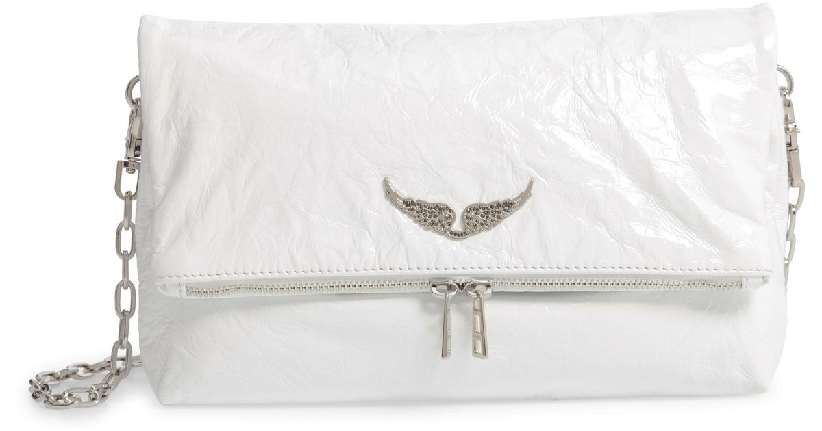 Zadig & Voltaire Rocky Crinkle Leather Crossbody Bag in White Lyst