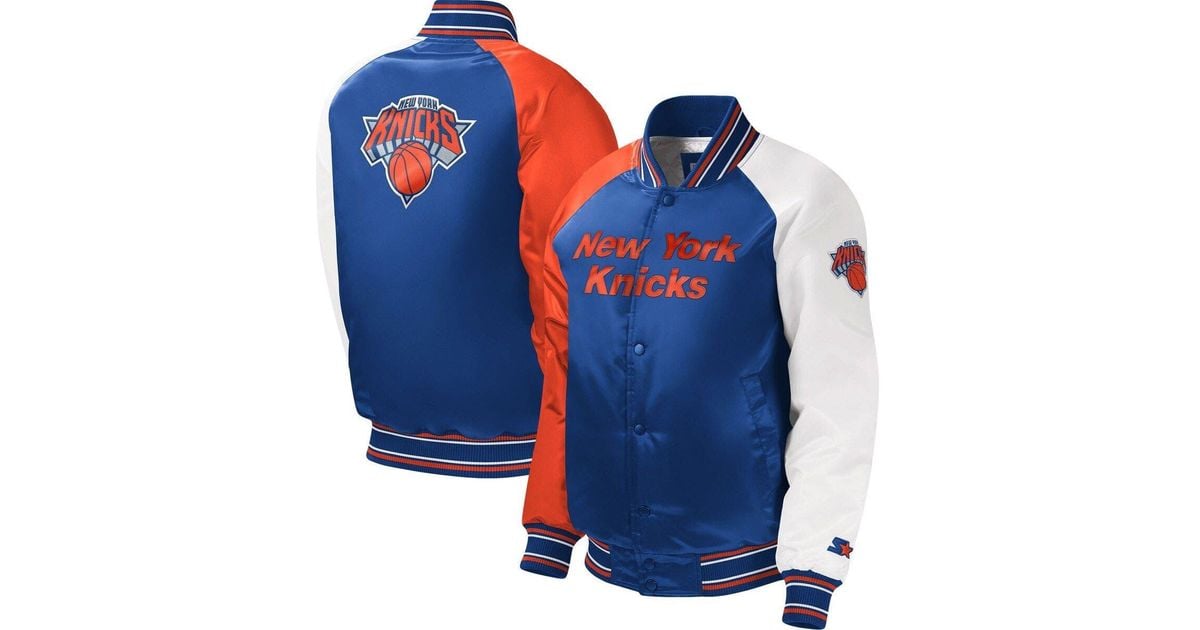Starter Youth New York Knicks Raglan Fullsnap Varsity Jacket At