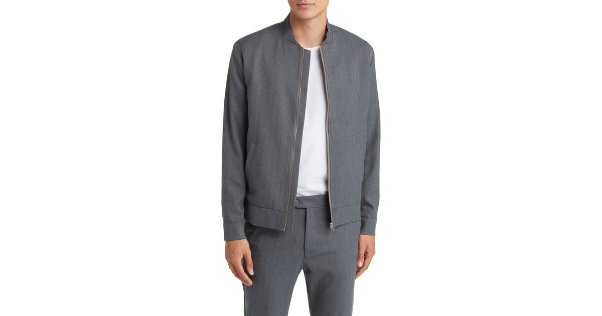 Les Deux Como Herringbone Bomber Jacket in Gray for Men Lyst