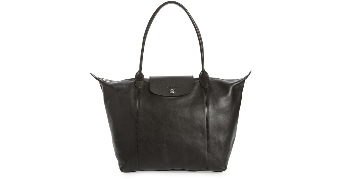 NWT LONGCHAMP Le Pliage Cuir Leather Top Handle Tote Bag Lg (Dark) Brown  **$670
