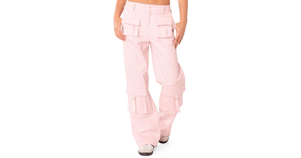 Edikted Joan Low Rise Cargo Pants in Pink Lyst