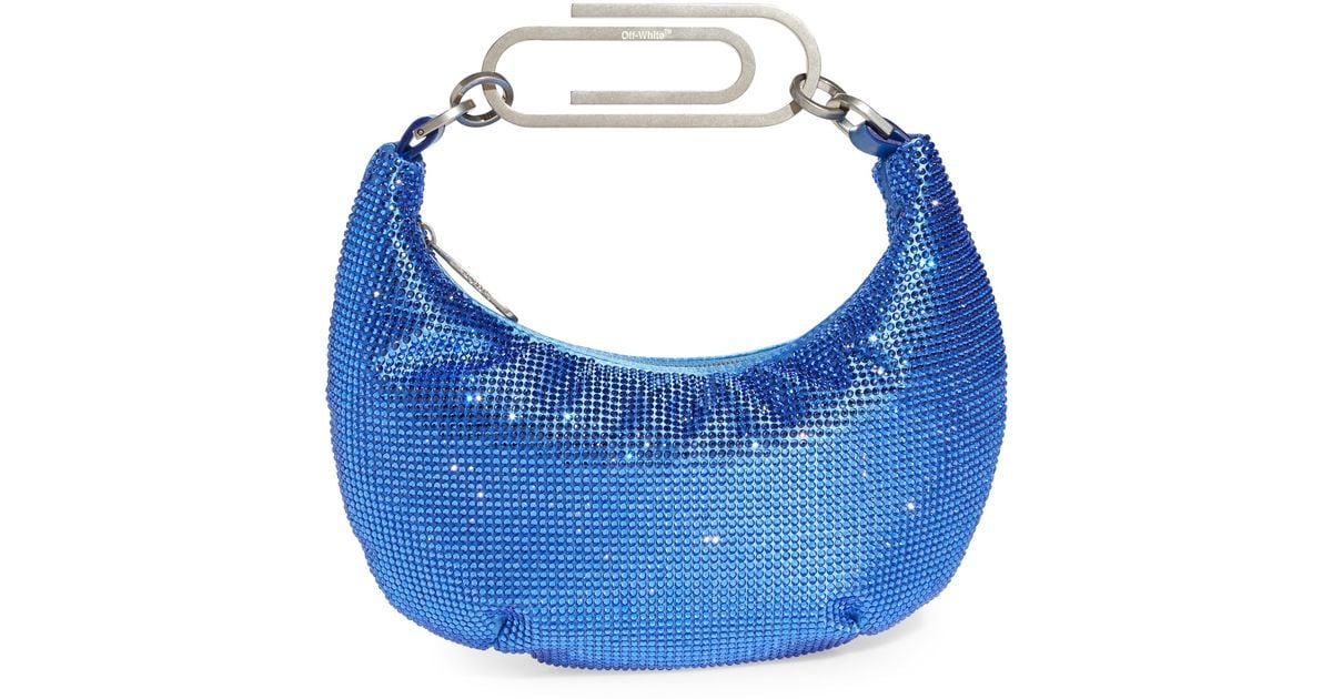 Off-White c/o Virgil Abloh Paper Clip Embellished Hobo Bag in Blue | Lyst