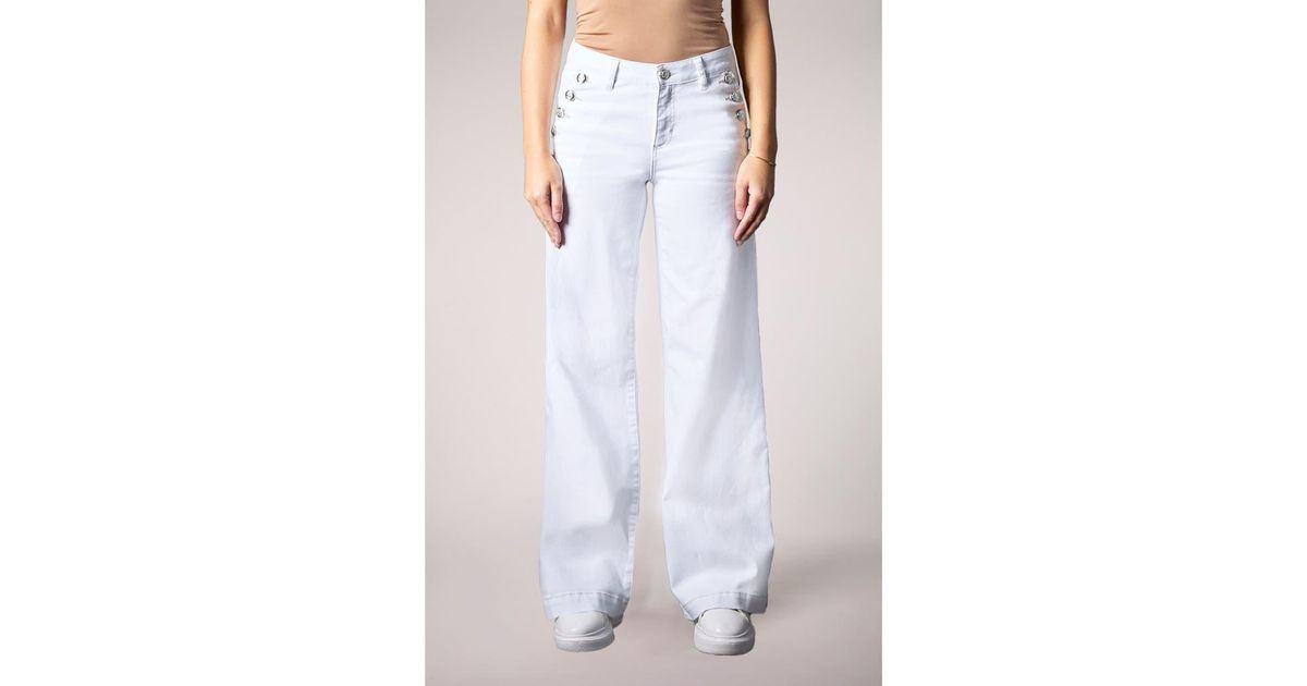 Blue Revival Ariana Mid Rise Wide Leg Jeans in White | Lyst
