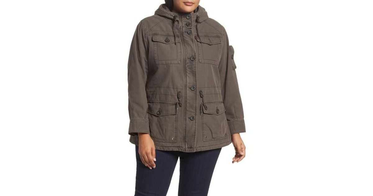 levi's parachute hooded cotton utility jacket