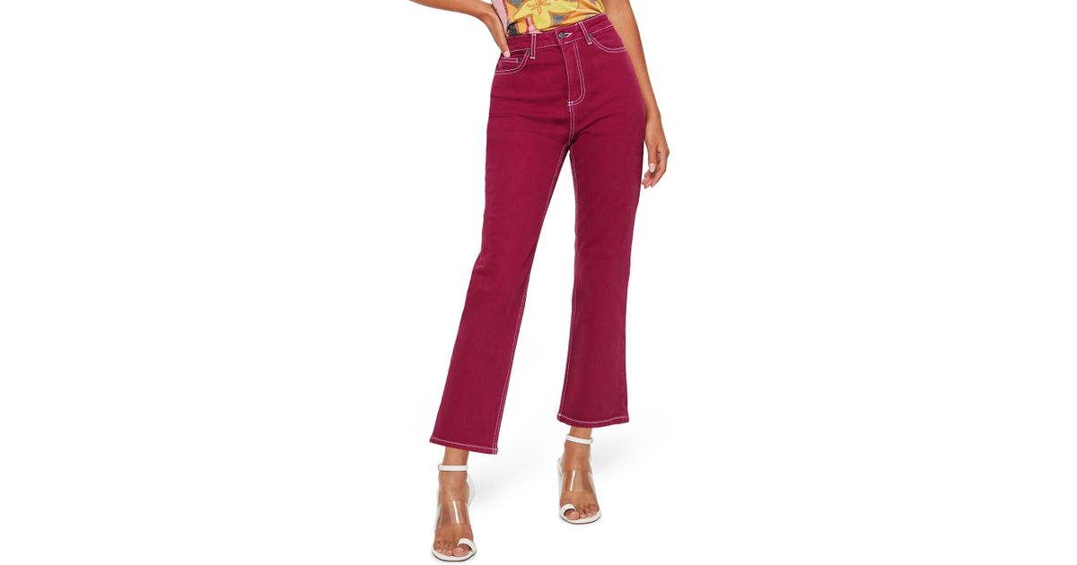 purple straight leg jeans