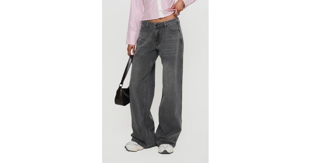 Princess Low Princess Polly Ramos Low Rise Wide Leg Jeans in Gray | Lyst