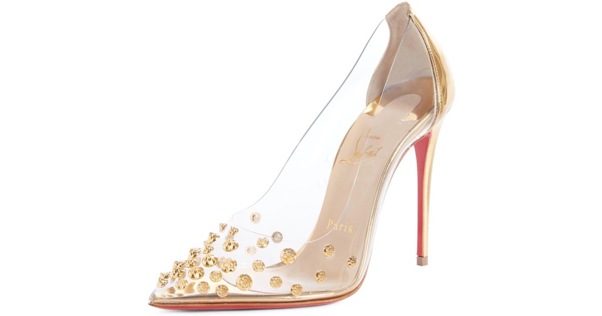christian louboutin gold spiked heels