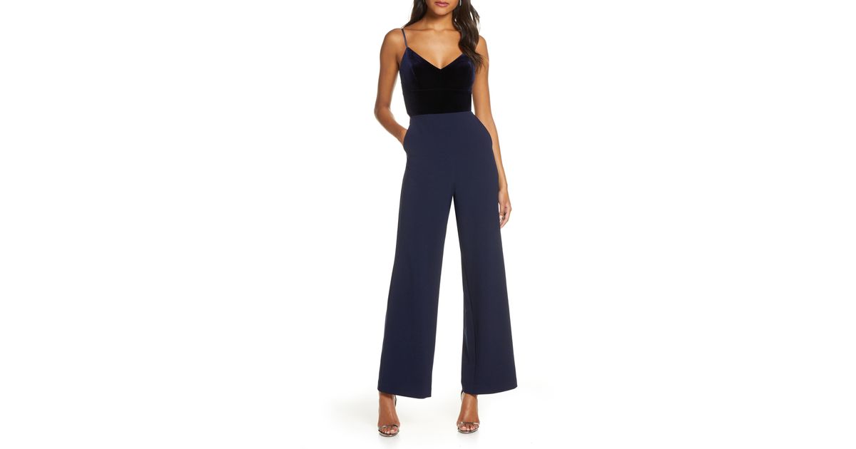 eliza j velvet jumpsuit