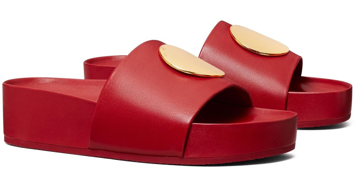 Tory Burch Patos Platform Slide Sandal in Red | Lyst
