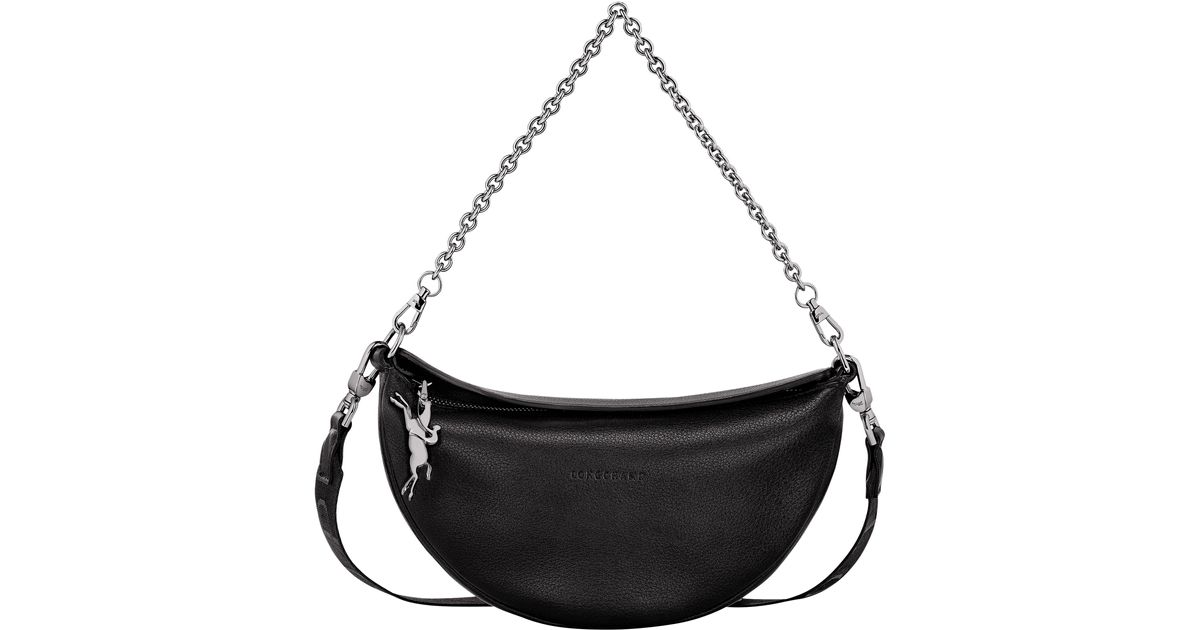 Longchamp Small Roseau Essential Soft Half Moon Leather Crossbody Bag