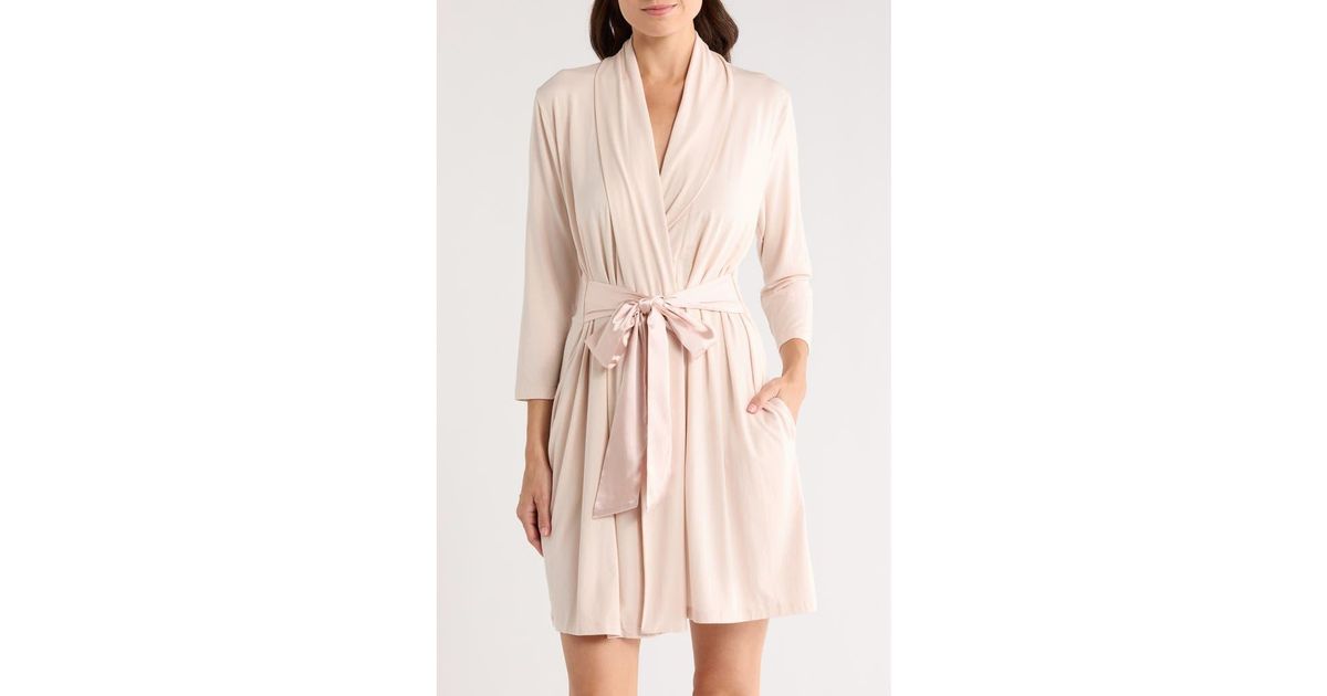 Fleur't Iconic Short Robe in Natural | Lyst