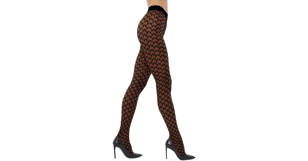 Wolford Sheer W Pattern Tights in Brown Lyst
