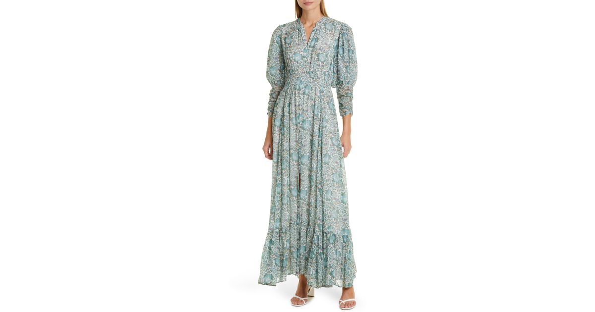 byTiMo Floral Print Georgette Maxi Dress in Green | Lyst