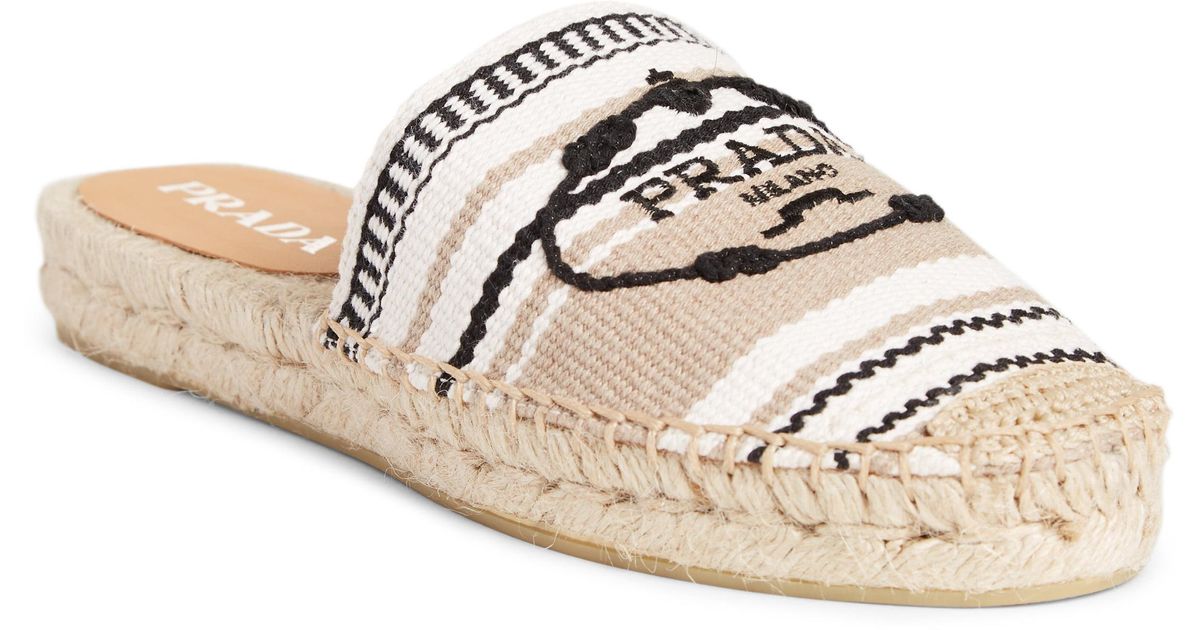 prada embroidered espadrille mule