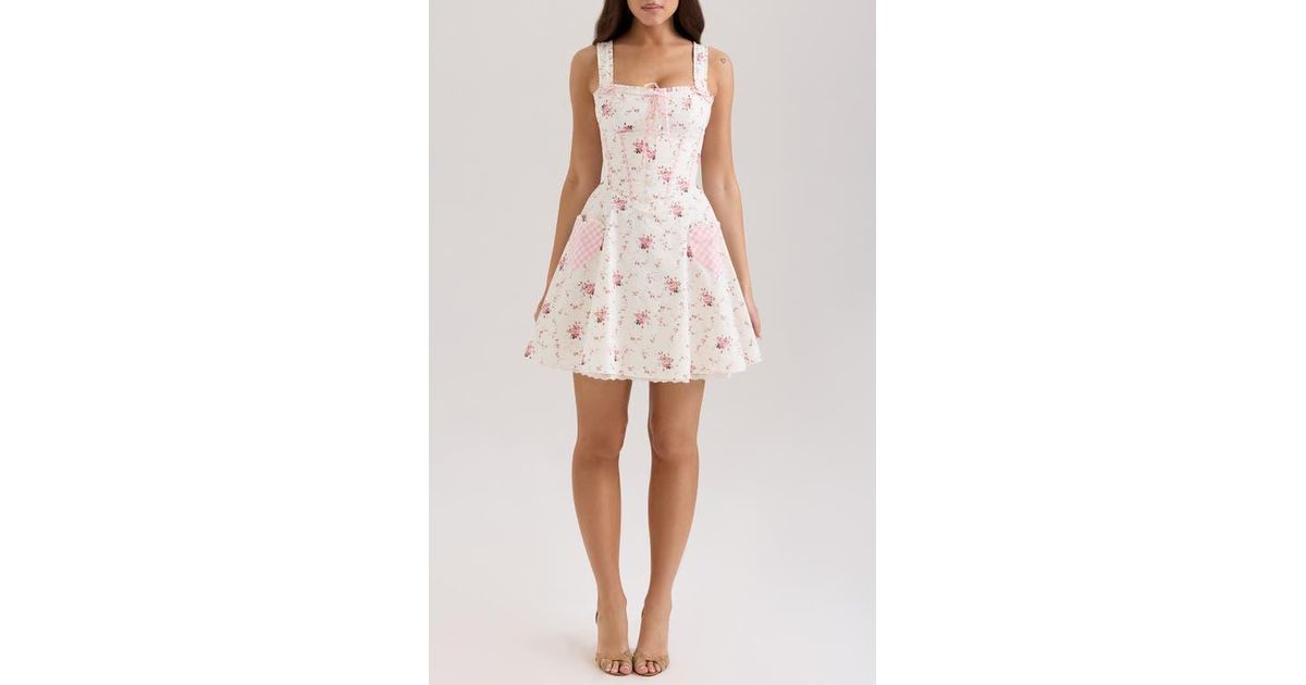 House Of Cb Marianella Floral Fit & Flare Cocktail Minidress in White | Lyst House Of Cb Marianella Floral Fit & Flare Cocktail Minidress in White | Lyst